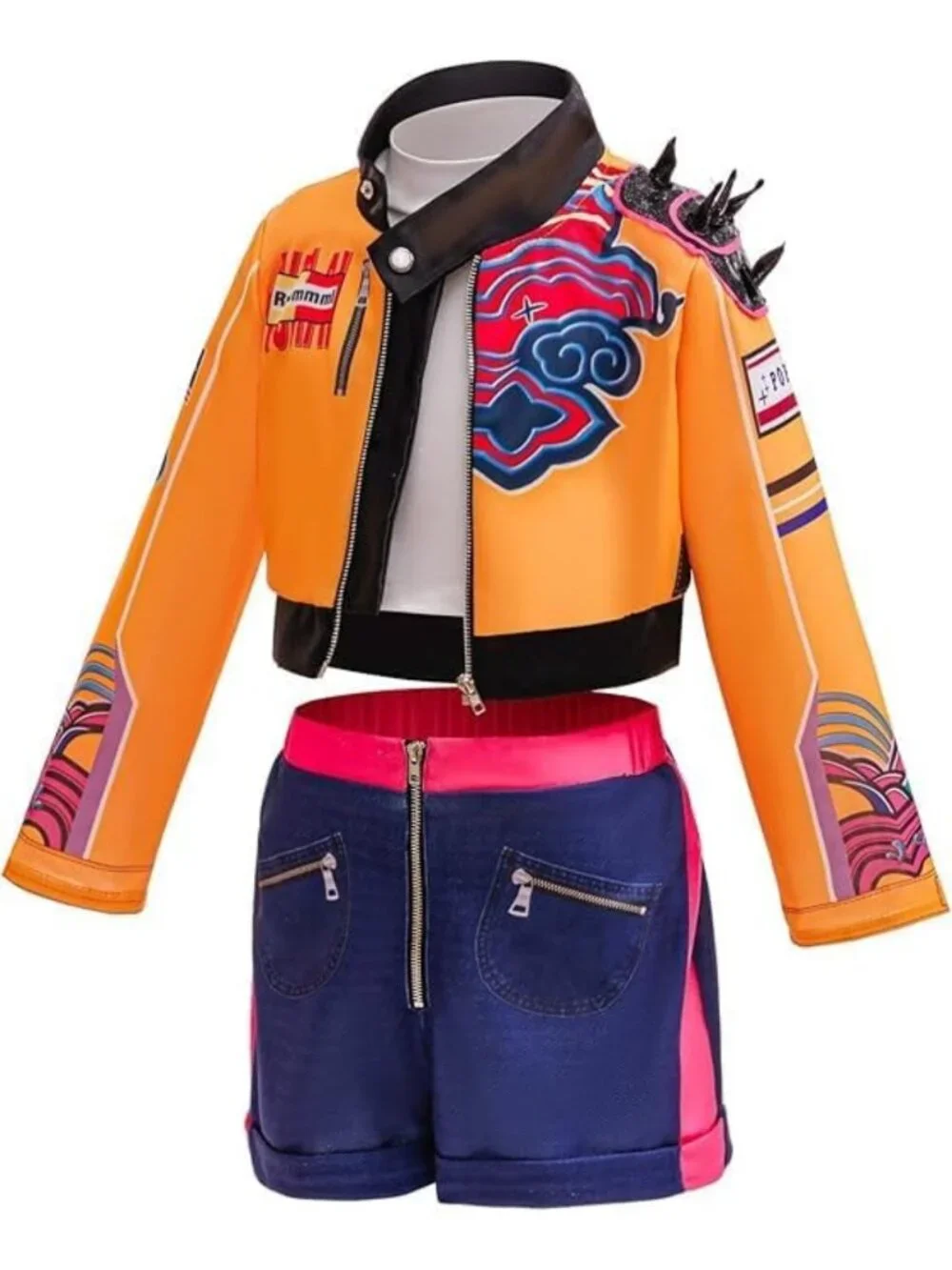 Girls Pop Idol Halloween Costume Set, Black & Yellow Cosplay Outfit for Ages